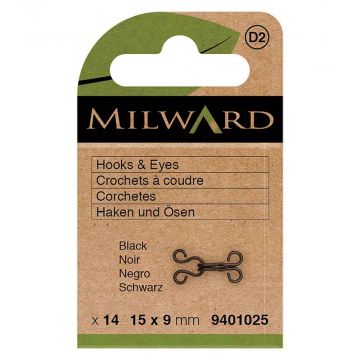 Milward - Haken en Ogen - 15x9mm - Zwart