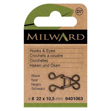 Milward - Haken en Ogen - 22x10.5mm - Zwart