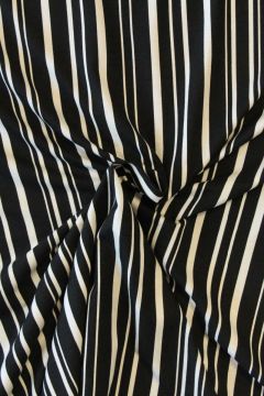 Viscose tricot - Off White Stripes on Black 