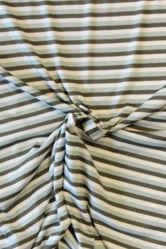Viscose tricot - Mint/White and Army Green Stripes