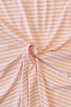 Viscose tricot - Soft Pink and Champagne Stripes