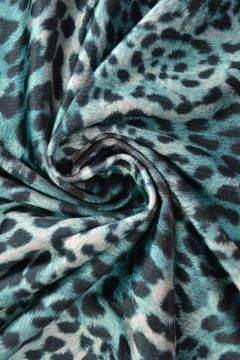 Velvet Stretch - Dark Turquoise Leopard