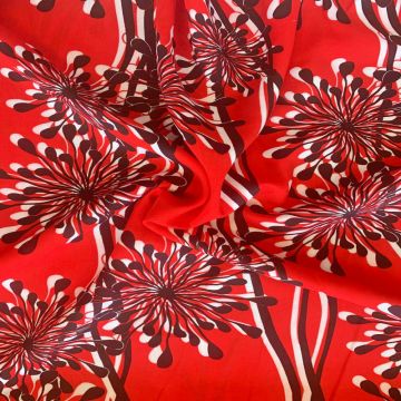 Viscose - Wiggle Red Flowers on Black