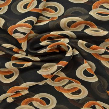 Chiffon - Orange/Beige Chains on Black