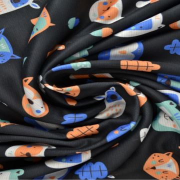 Jogging - Orange/Blue Wood Animals on Black