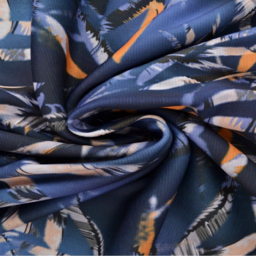 Jogging - Printed Palm Leaves on Dark Blue