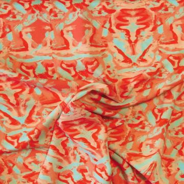 Viscose - Coral Artwork on Dark Mint