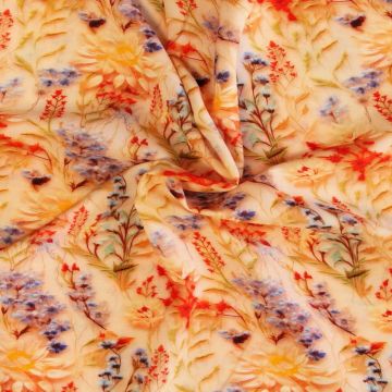 Viscose - Real Flower Flatlay on Soft Pink/Orange