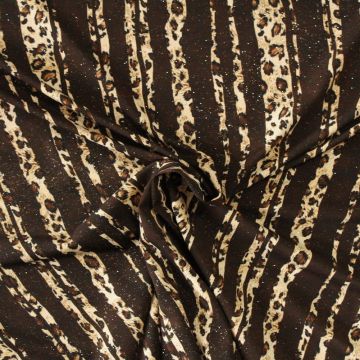 Viscose Tricot - Glittery Cheetah Stripes Brown/Camel