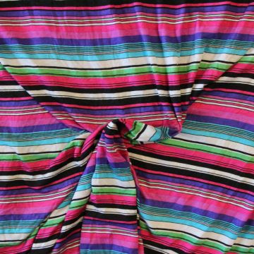 Viscose tricot - Colored Big and Small Stripes