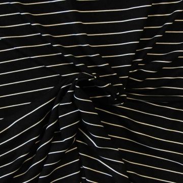 Viscose tricot - Tiny White Stripes on Black