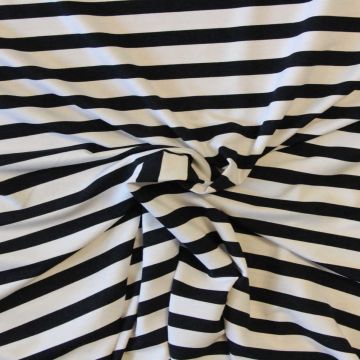 Viscose tricot - Black and White Sailor Stripes